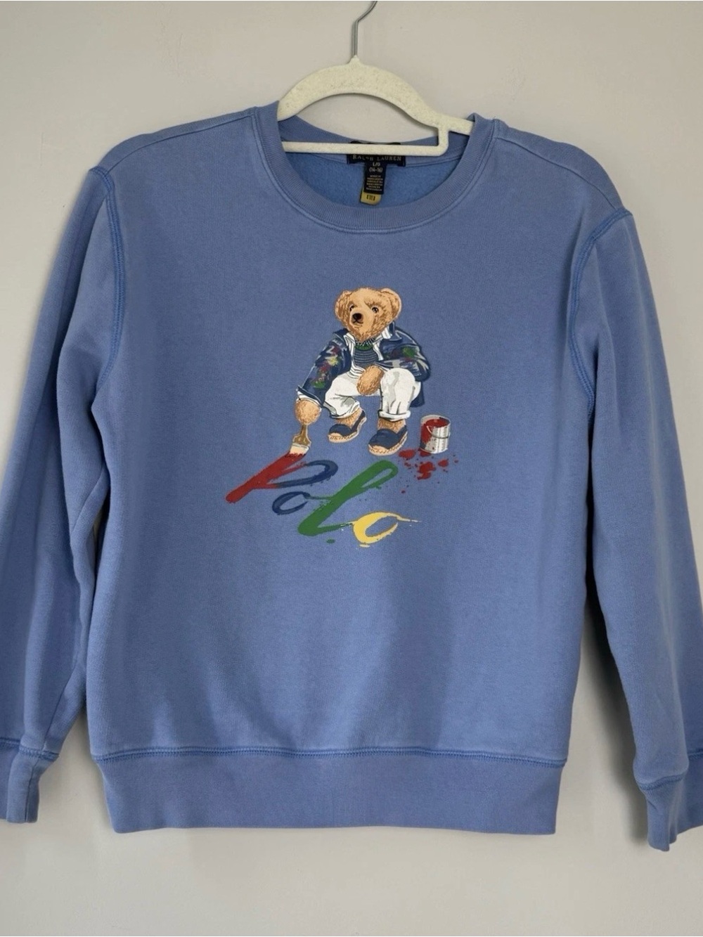 Polo by Ralph Lauren Blue Bear Painter Graphic Crewneck Sweatshirt